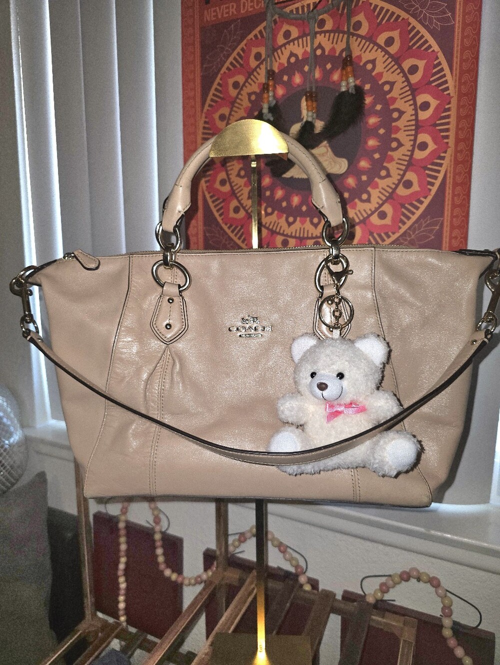 Coach Beige Collette Leather Satchel - Picture 9 of 12